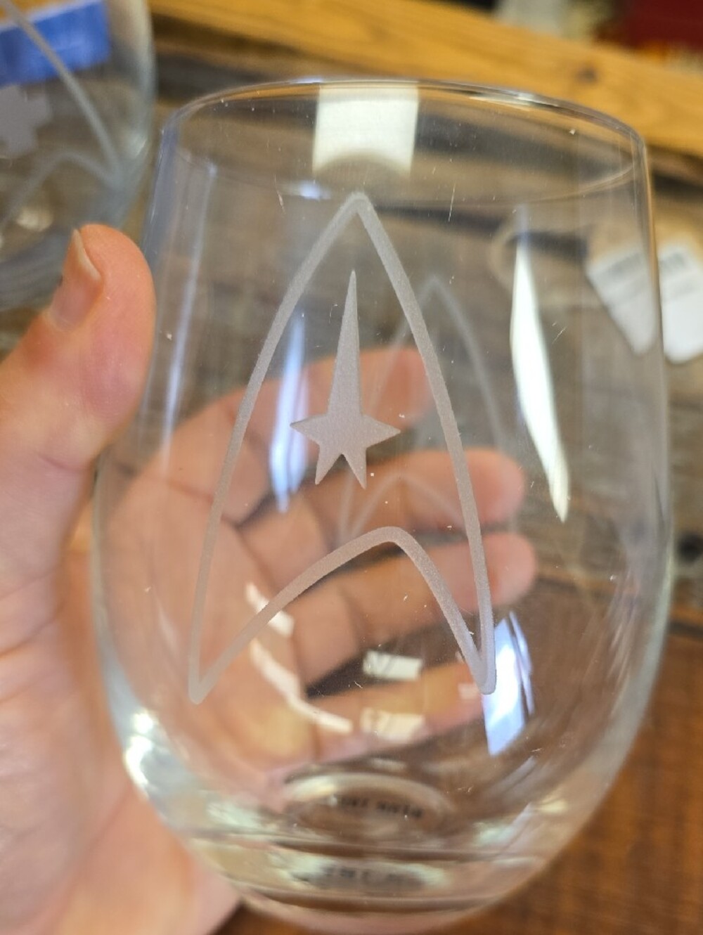 Star Trek Etched Logo Stemless Wine Glasses - Clear - Picture 2 of 2